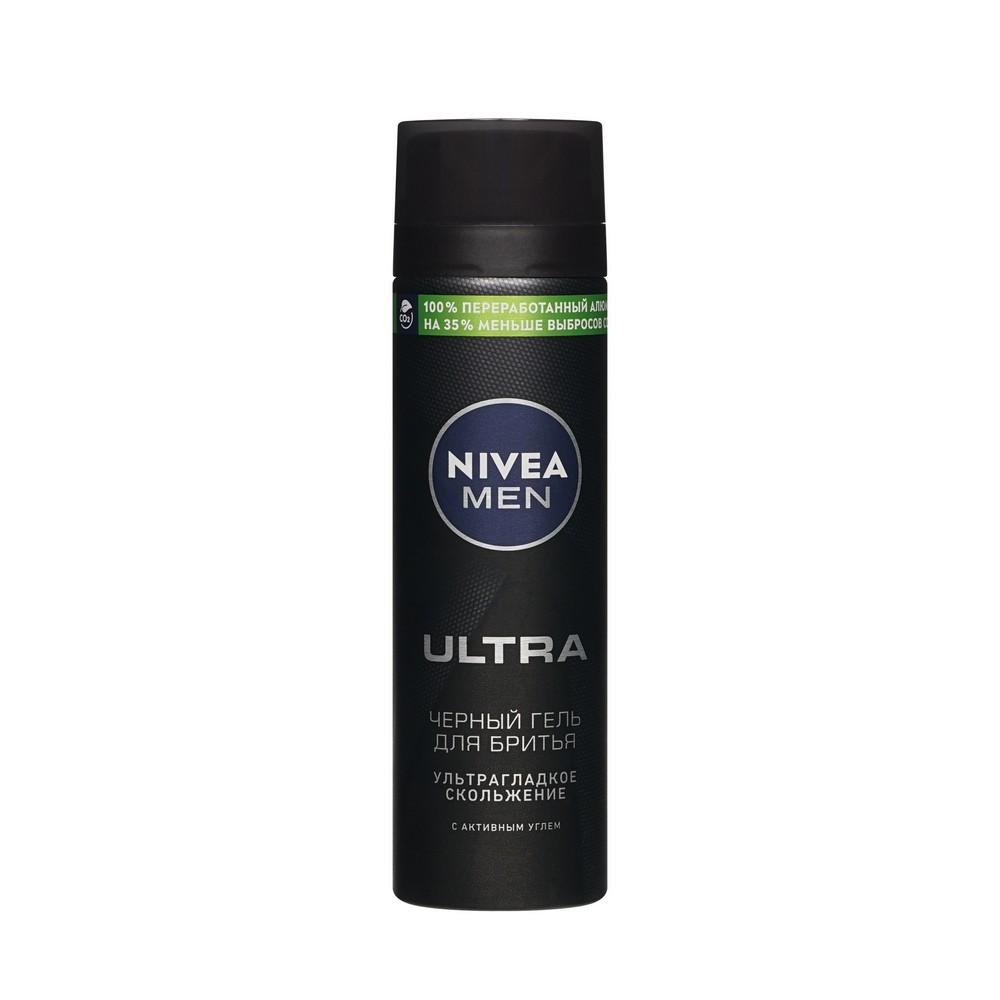 Черный гель для бритья NIVEA " Ultra " с активным углем 200мл
