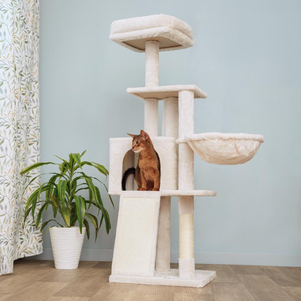 Petmax Дом-когтеточка для кошек, 81х56х134,5 см, бежевый