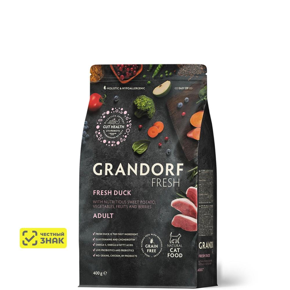 GRANDORF Fresh Adult Сухой корм для особо аллергичных кошек с чувствительным пищеварением, с уткой и бататом, 400 гр.
