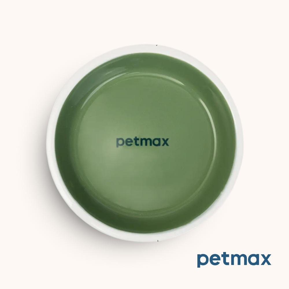 Petmax Миска керамическая для кошек и собак, 120 мл, 14,5х14,5х3,5 см, бело-зеленый