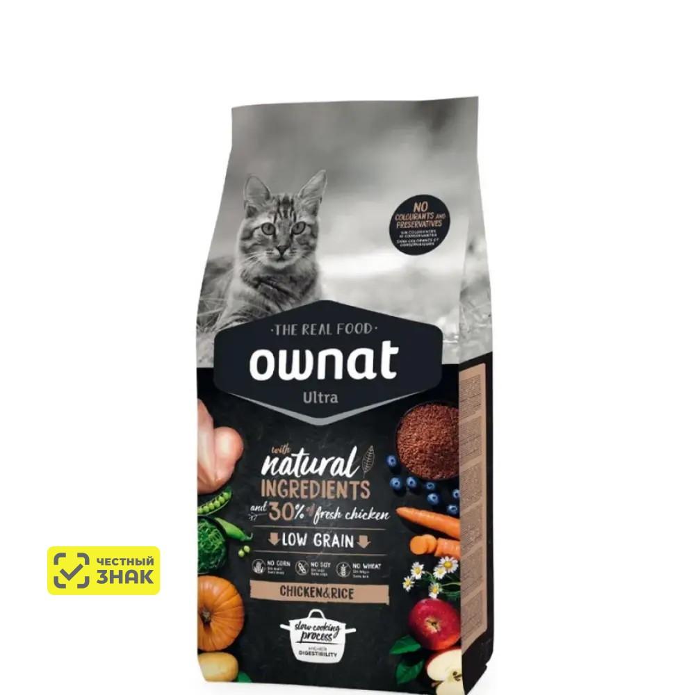 Ownat Ultra Сухой корм для кошек, с курицей и рисом, 1,5 кг