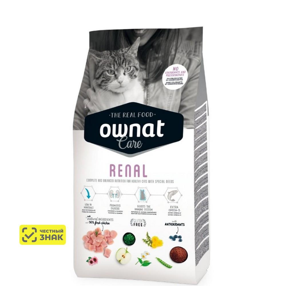 Ownat Adult Care Renal Сухой корм для взрослых кошек с хронической почечной недостаточностью, с курицей, 3 кг