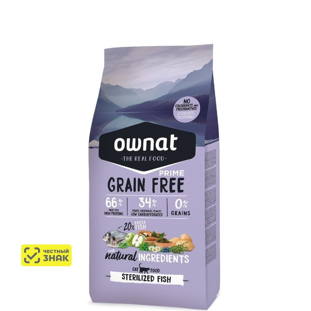 Ownat Adult Sterilized Grain Free Prime Сухой корм для стерилизованных кошек, с рыбой, 1 кг