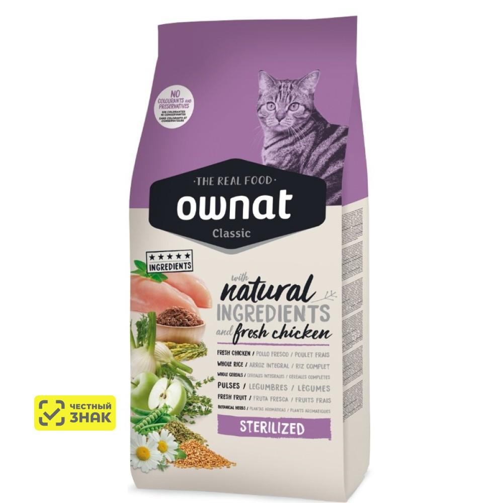 Ownat Adult Sterilized Classic Сухой корм для стерилизованных кошек, с кури цей, 15 кг