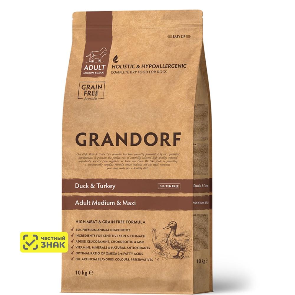 GRANDORF Holistic Adult Medium Maxi Сухой корм для собак средних и крупных пород, с индейкой и уткой, 10 кг