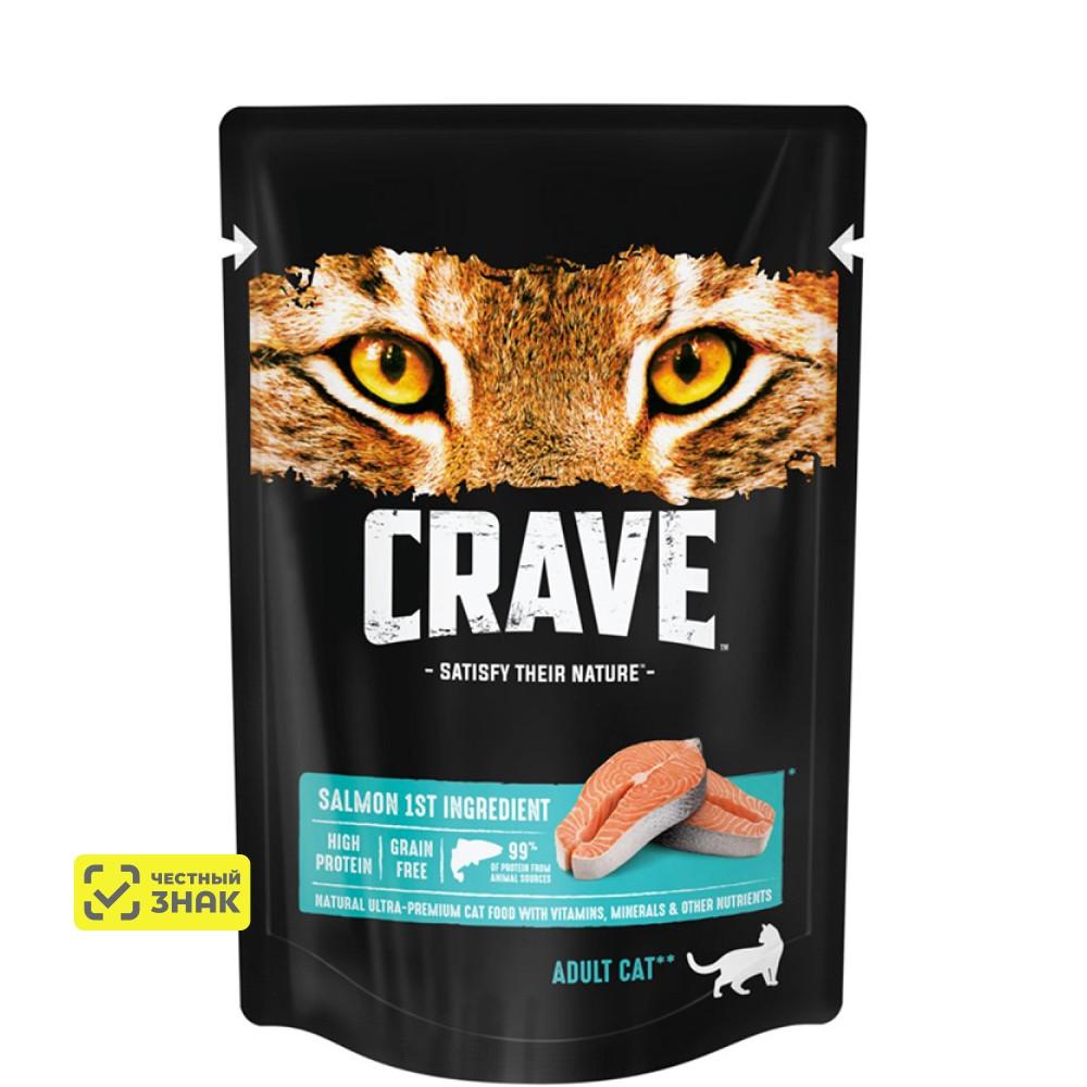 Crave Влажный корм (пауч) полнорационный для кошек всех пород старше 1 года, с лососем, 70 гр.