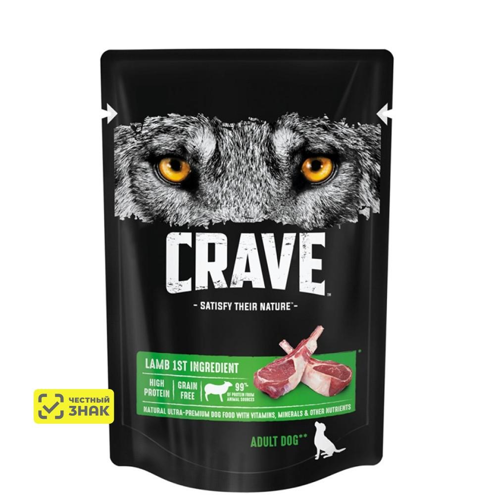 Crave Влажный корм (пауч) полнорационный для собак всех пород старше 1 года, с ягненком, 85 гр.