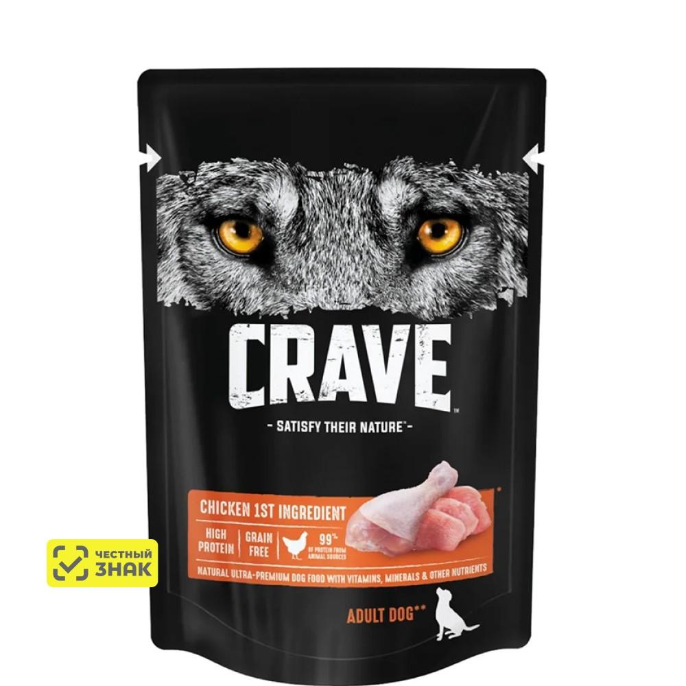 Crave Влажный корм (пауч) полнорационный для собак всех пород старше 1 года, с курицей, 85 гр.