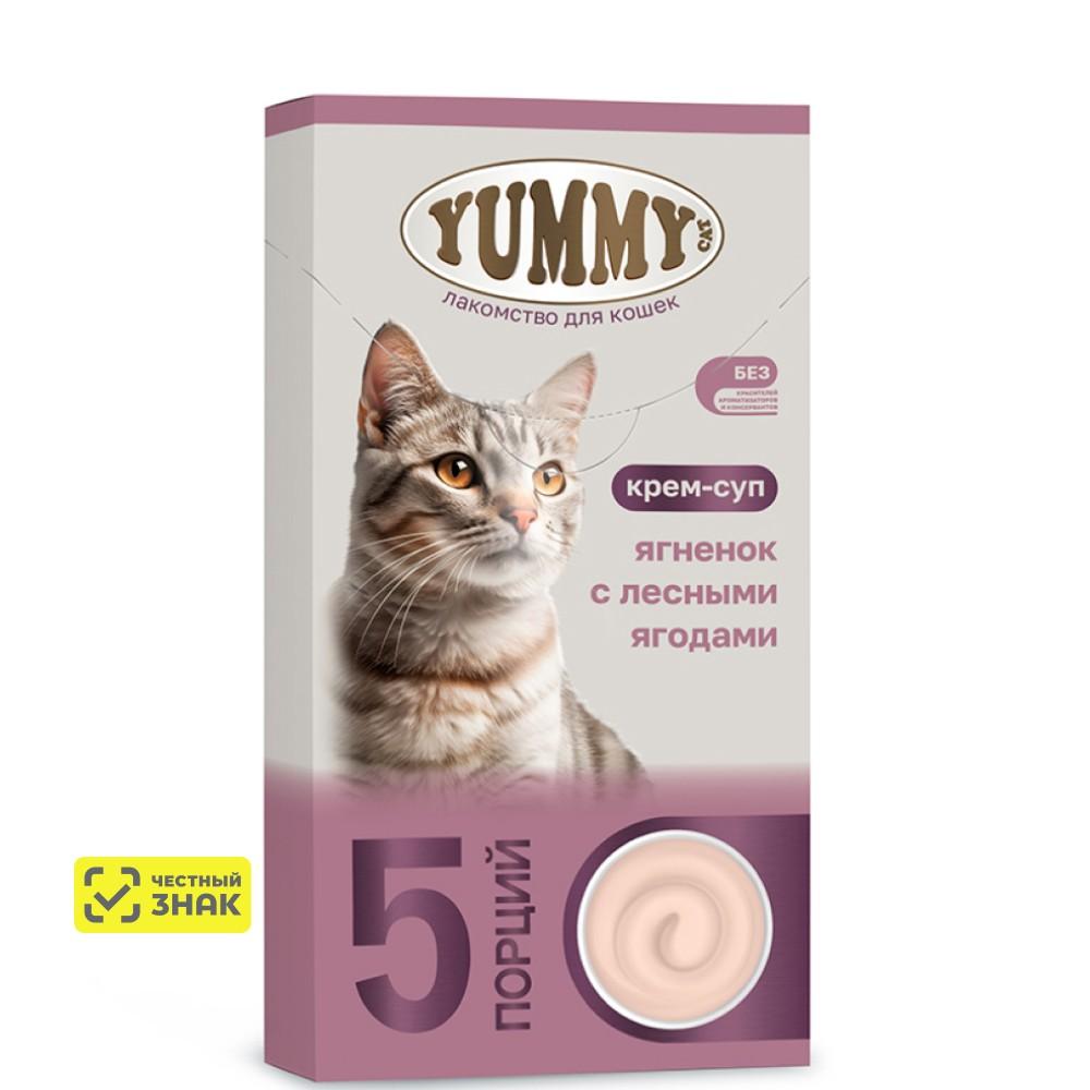 Yummy Лакомство Крем-суп из ягненка с лесными ягодами для кошек, 5х15 гр.