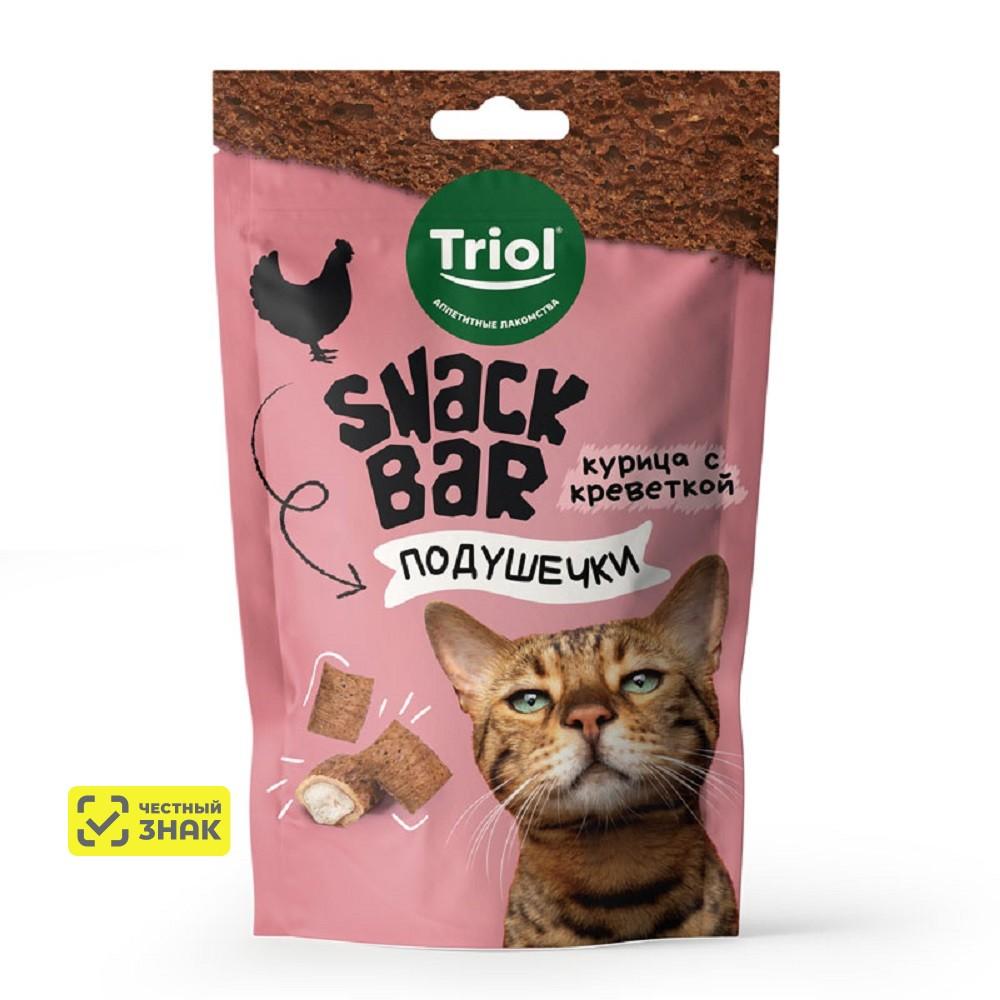 Triol Лакомство Мини-подушечки с начинкой из курицы с креветкой для кошек, 30 гр.