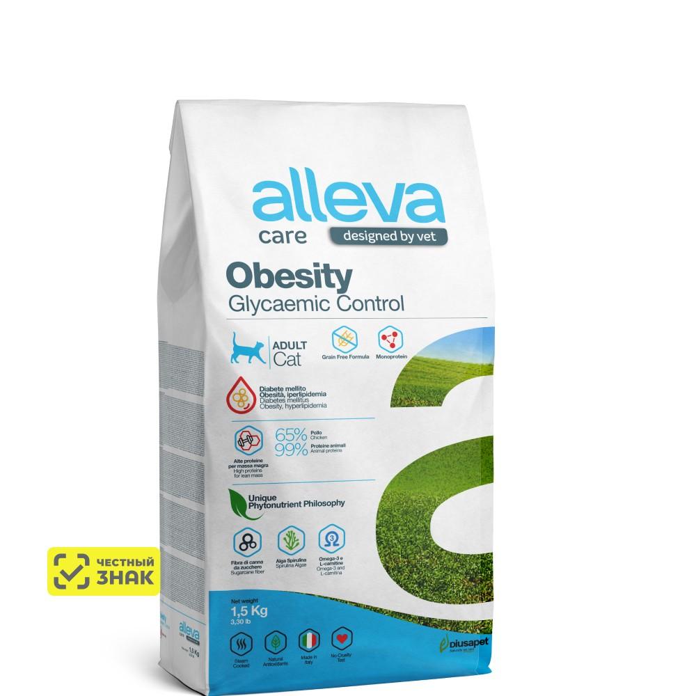 ALLEVA Care Adult Obesity Glycemic Control Сухой диетический корм для взрослых кошек, с курицей, 1,5 кг