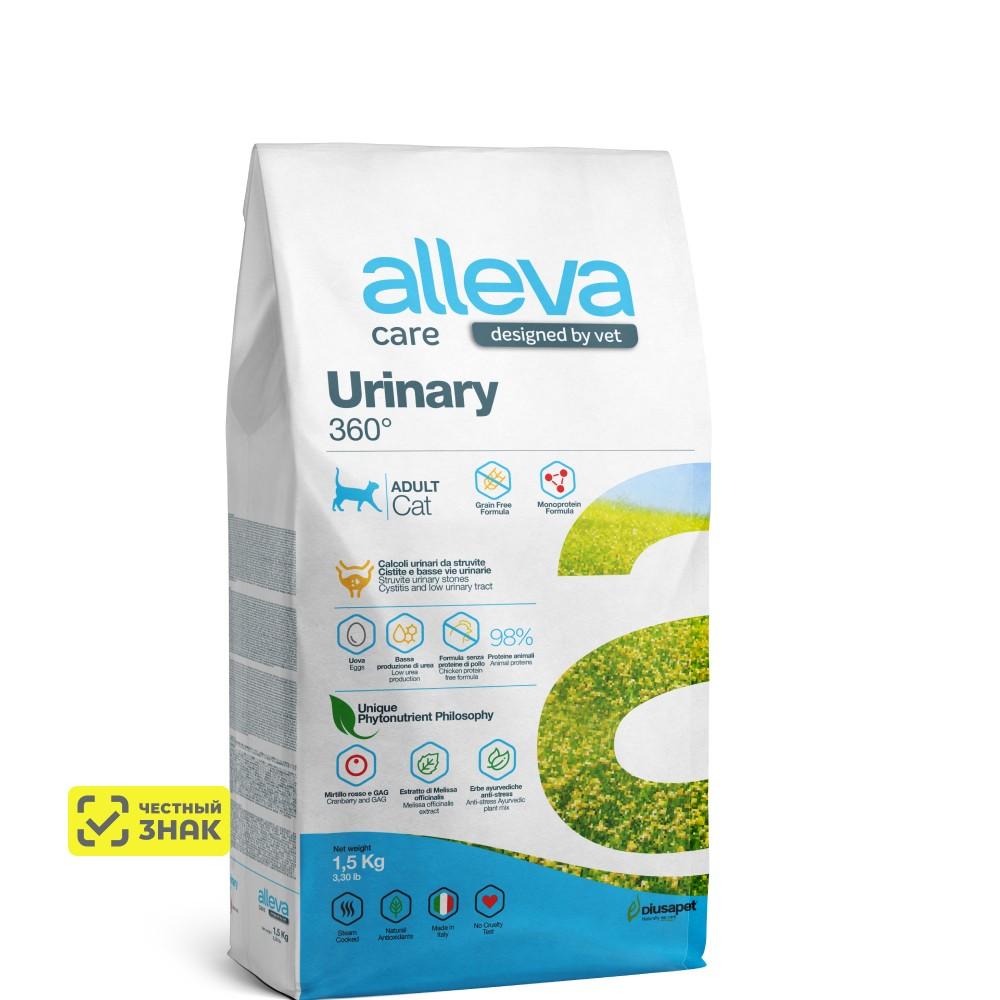 ALLEVA Care Adult Urinary 360 Сухой диетический корм для взрослых кошек, с куриным яйцом, 1,5 кг