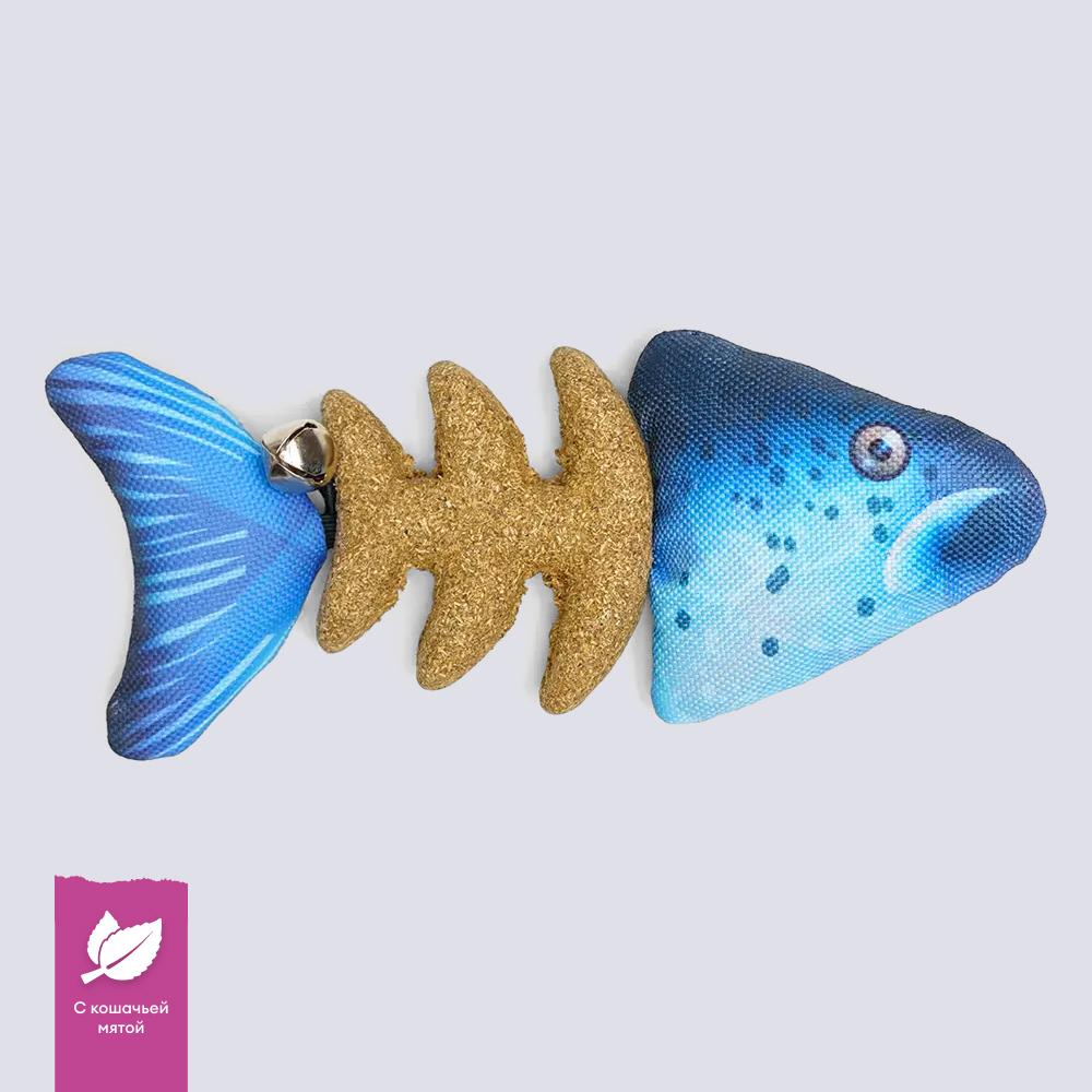 RURRI Игрушка для кошек Рыба с кошачьей мятой, 16х2,5х8,5 см, голубая