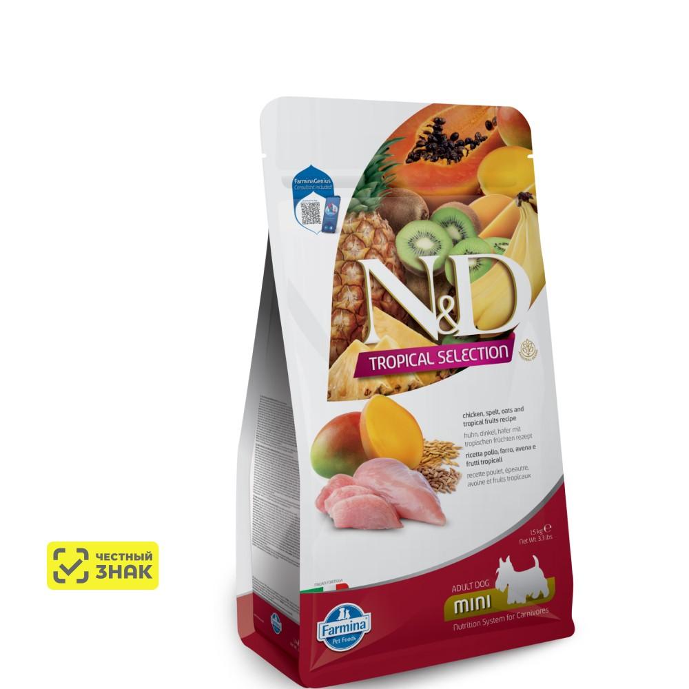 Farmina ND Tropical Selection Сухой корм для взрослых собак мелких пород, курица, 1,5 кг