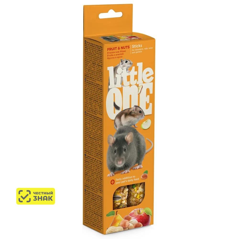 Little One палочки для хомяков, крыс, мышей и песчанок с фруктами и орехами 2х60г