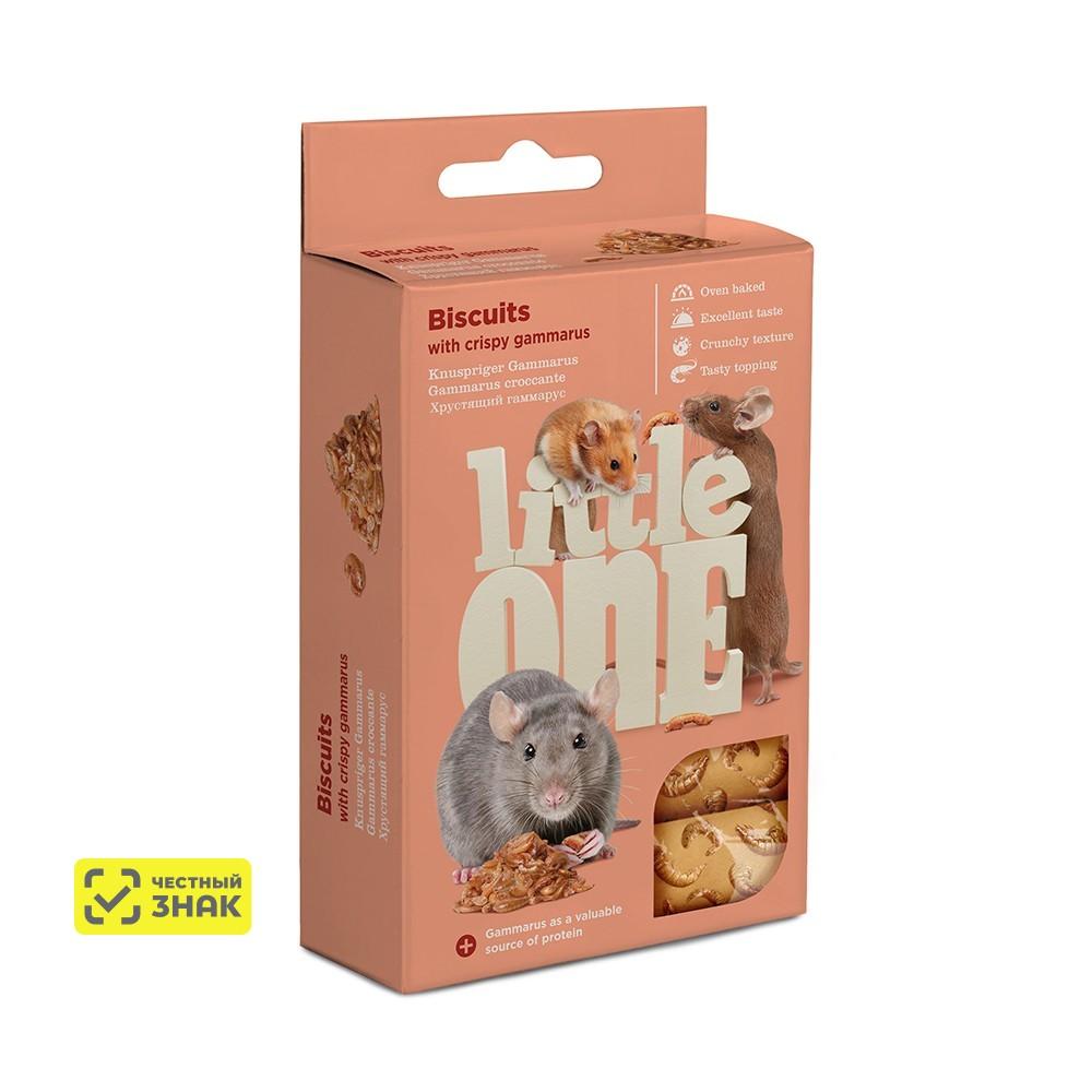 Little One Бисквиты с хрустящим гаммарусом (5х7 гр.) для хомяков, крыс, мышей и песчанок