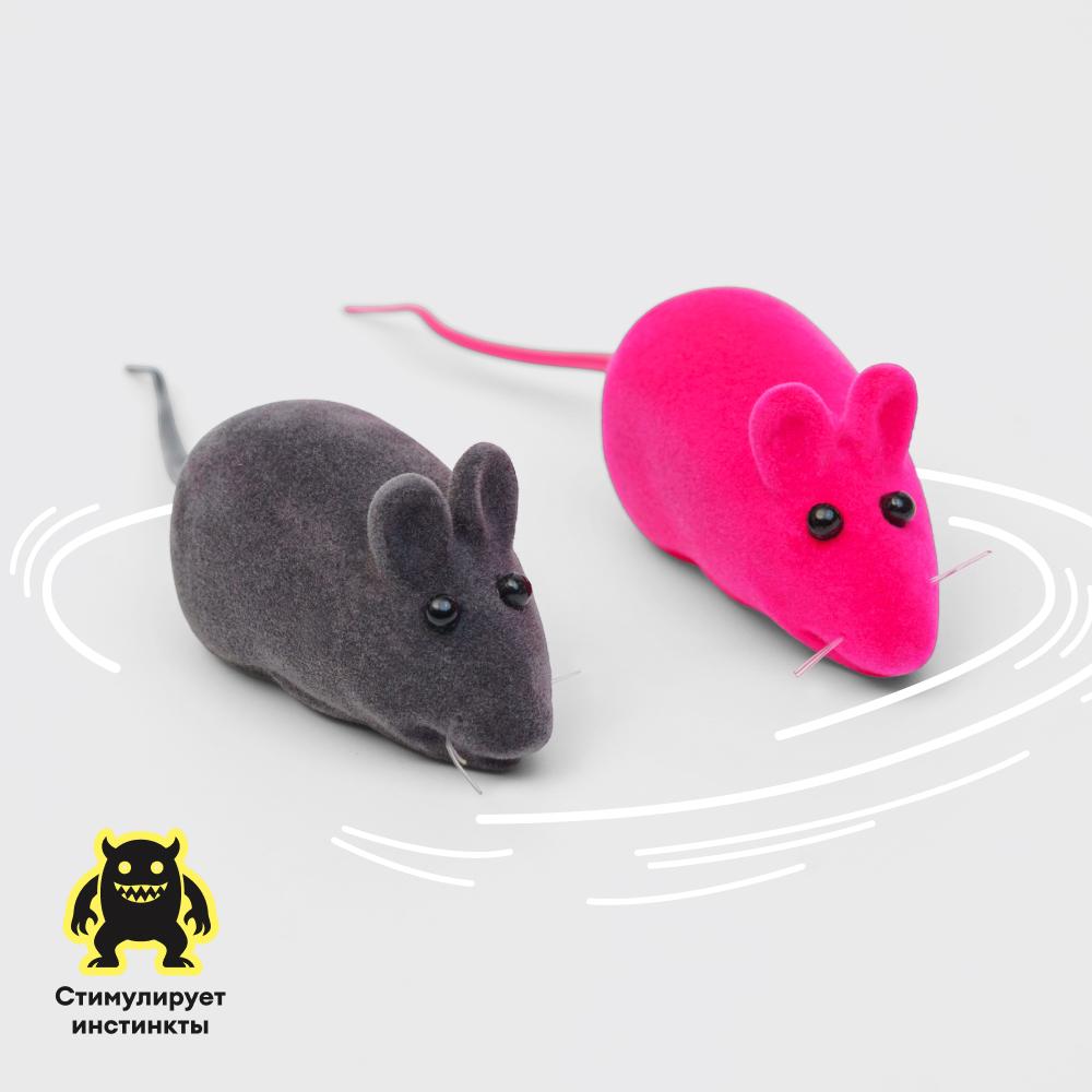 Petmax Игрушка для кошек Мышка с пищалкой, 17 см (2 шт.), разноцветный