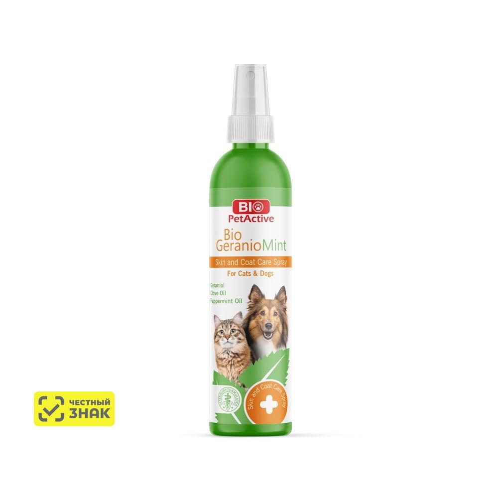 BIOPETACTIVE Спрей с гераниолом и гвоздичным маслом для кошек и собак, 100 мл