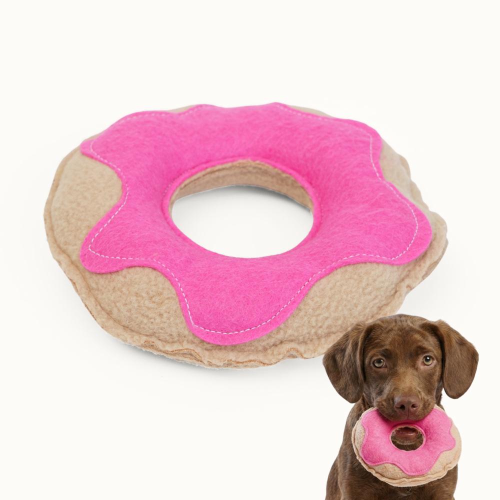 Pet hobby Игрушка для собак мелких и средних пород Пончик, 13,5х13,5х3,5 см, розовый