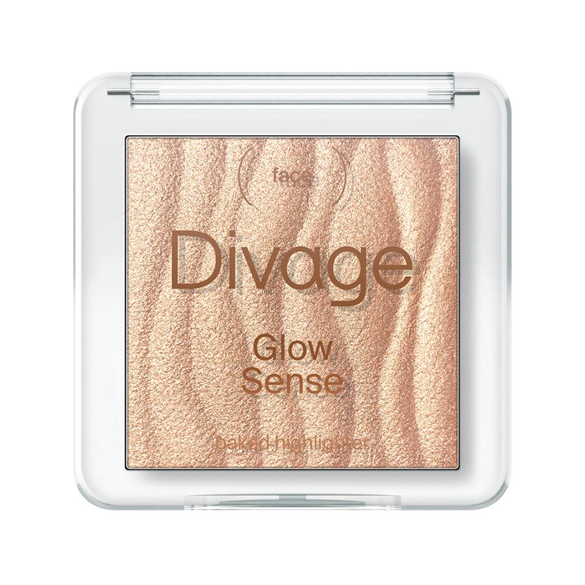 Хайлайтер для лица `DIVAGE` GLOW SENSE компактный запеченный тон 03 Бронзовое сияние