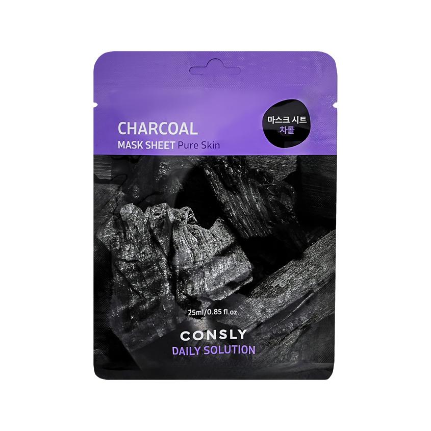 Маска для лица `CONSLY` DAILY SOLUTION с древесным углём 25 мл
