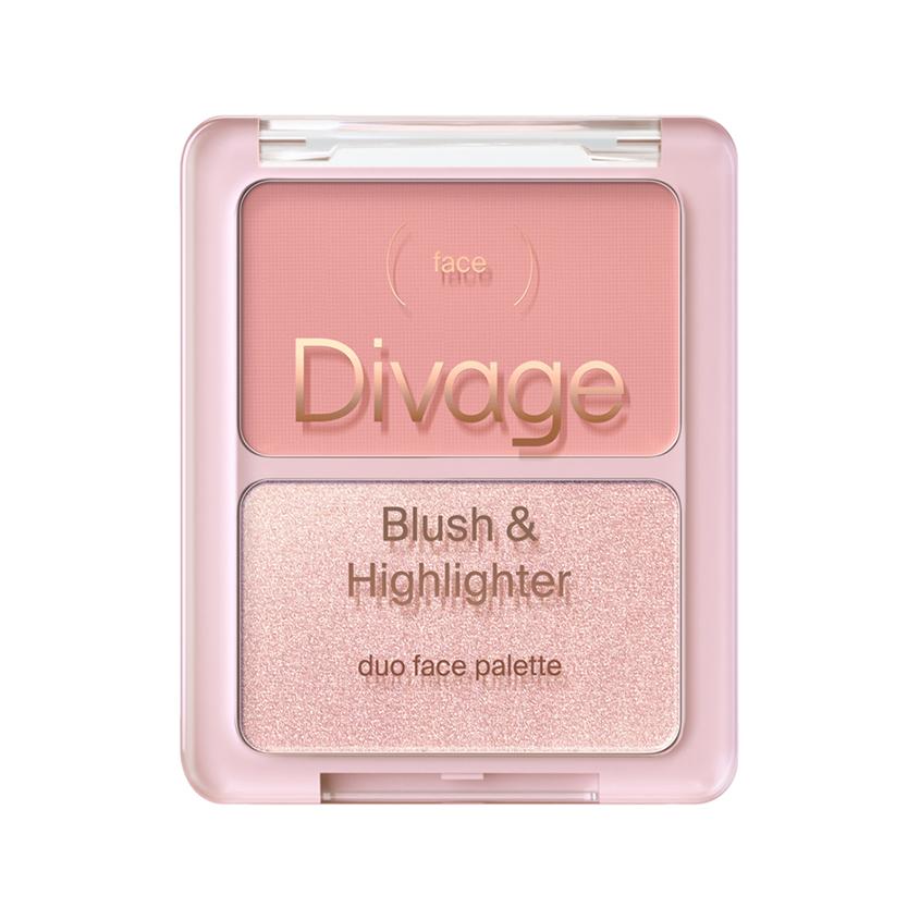 Палетка для лица `DIVAGE` BLUSH&HIGHLIGHTER тон 02 Розовый и розовое золото
