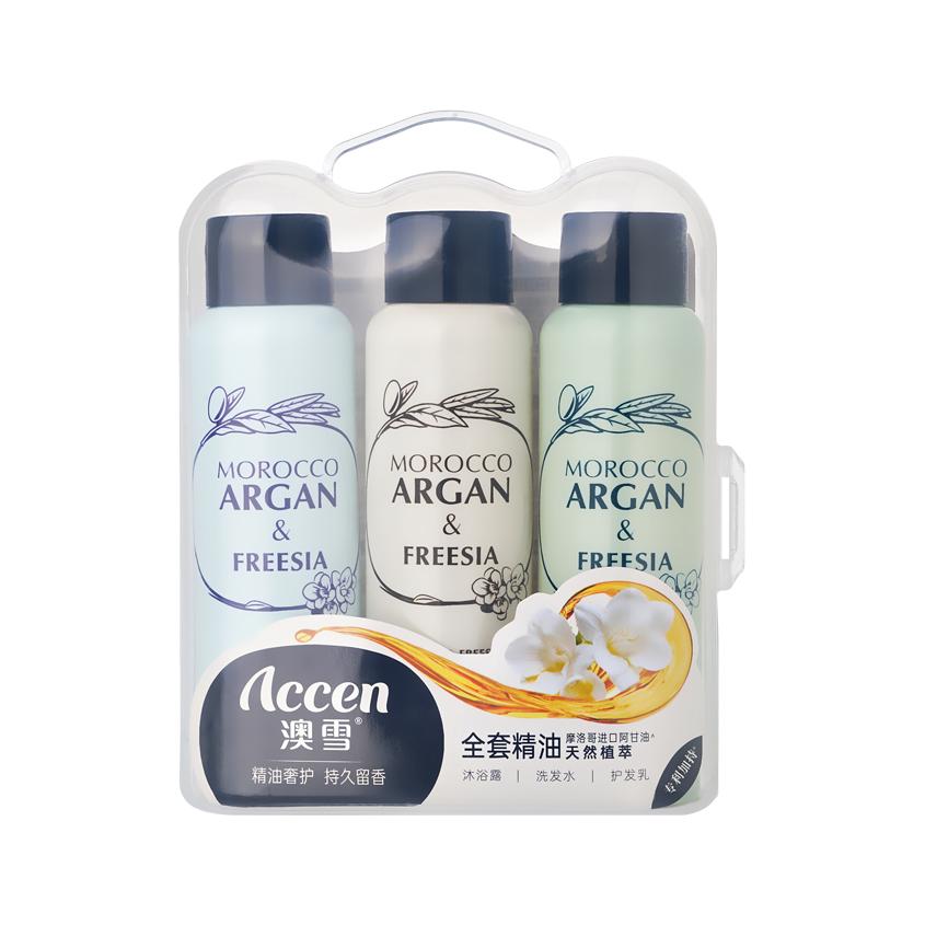 Набор миниатюр для душа `ACCEN` ARGAN & FREESIA шампунь, кондиционер, гель для душа 3 шт по 50 г