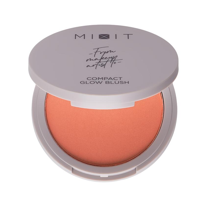 Румяна для лица `MIXIT` COMPACT BLUSH компактные сияющие тон 02 Peach cream